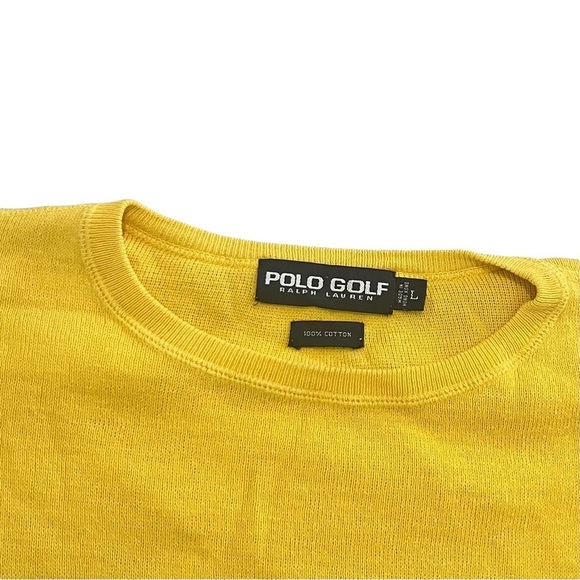 Vintage Polo Ralph Lauren Golf Crew Neck Yellow Sweater With Logo Hong Kong L - Picture 3 of 8